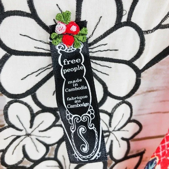 Free People Top Size S Floral Racerback Sleeveless Scoop Side Ties Coral Pink - Picture 4 of 8